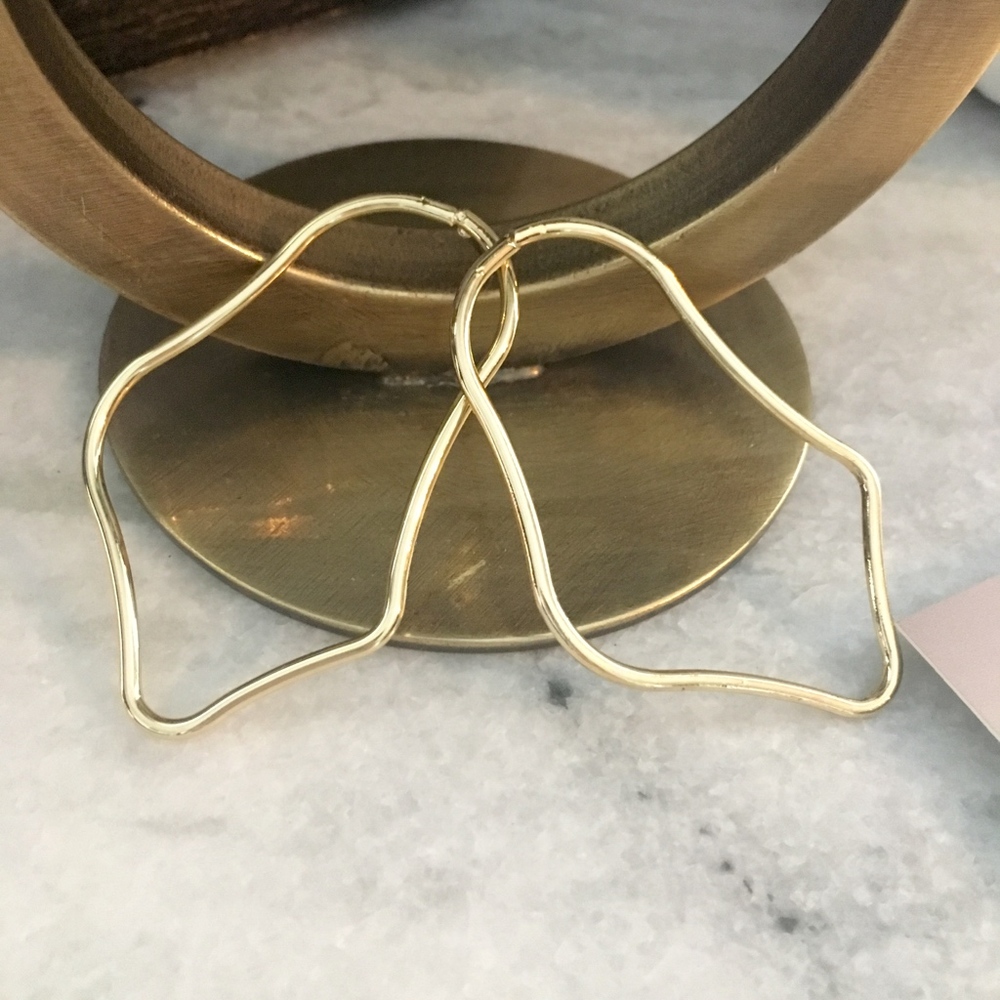 Irregular Abstract Minimalist Chic Gold Earrings - Picture 5 of 7